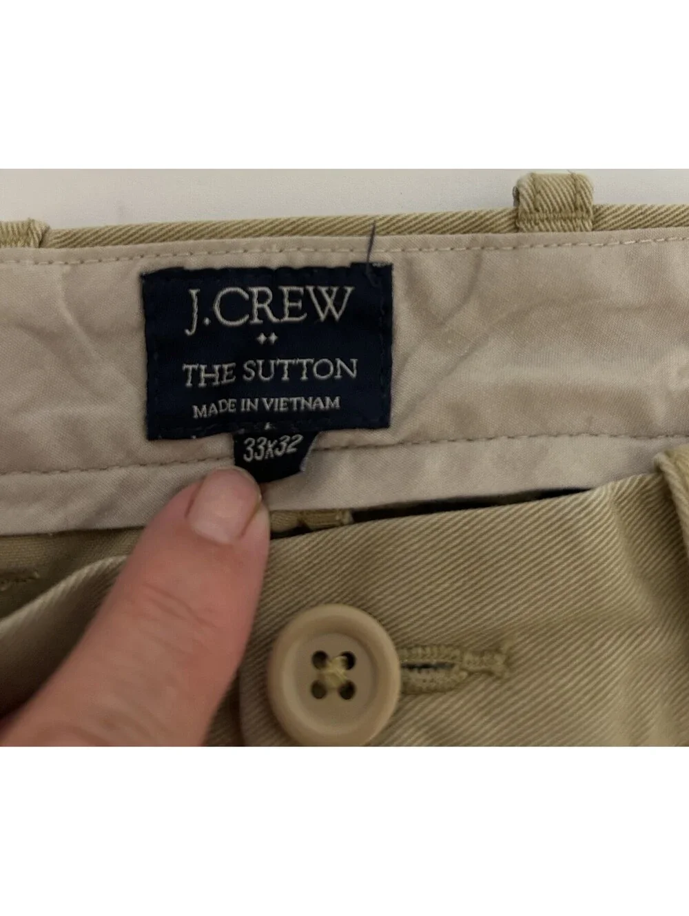 J Crew The Sutton 33X32 Tan Men's Chino Pants Flat Front Casual